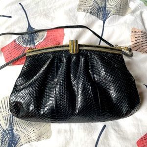VINTAGE BLACK SNAKESKIN CLUTCH